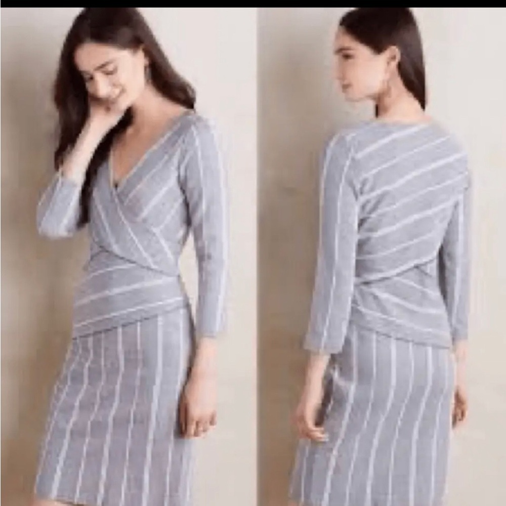 Anthropologie Blue and White Striped Dress by Maeve Size M VGUC